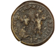 Dupondius - Caracalla PONTIF TR P XIII COS III S C; Virtus, Rome, 210 reverse image