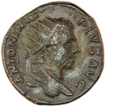 Dupondius - Caracalla VICT BRIT TR P XIIII COS III S C; Victory obverse image
