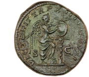 Dupondius - Caracalla VICT BRIT TR P XIIII COS III S C; Victory, Rome, 211 reverse image