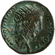 Dupondius - Caracalla P M TR P XV COS IIII P P S C; Mars and Victory obverse image