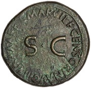 Sestertius C MARCI L F CENSORIN AVG IIIVIR A A A F F S C, Rome, 18 BC reverse image