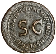 Sestertius T QVINCTIVS CRISPIN SVLPIC IIIVIR A A A F F S C, Rome, 18 BC reverse image