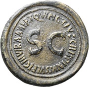 Sestertius T QVINCTIVS CRISPINVS SVLPIC IIIVIR A A A F F, Rome, 18 BC reverse image