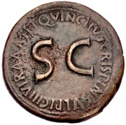 Sestertius T QVINCTIVS CRISPIN SVLPIC IIIVIR A A A F FS C, Rome, 18 BC reverse image
