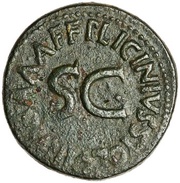 Sestertius P LICINIVS STOLO IIIVIR A A A F F S C, Rome, 17 BC reverse image