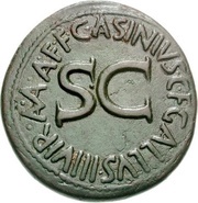 Sestertius C ASINIVS C F GALLVS IIIVIR A A A F FS C, Rome, 16 BC reverse image