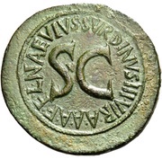Sestertius L NAEVIVS SVRDINVS IIIVIR A A A F FS C, Rome, 15 BC reverse image