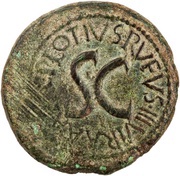 Sestertius C PLOTIVS RVFVS IIIVIR A A A F F S C, Rome, 15 BC reverse image