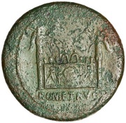 Sestertius - Tiberius ROM ET AVG; altar of Gauls, Rome, 8-10 reverse image