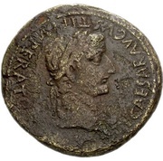 Sestertius - Tiberius ROM ET AVG; altar of Gauls obverse image