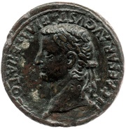 Sestertius - Tiberius ROM ET AVG; altar of Gauls obverse image