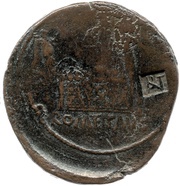 Sestertius - Tiberius ROM ET AVG; altar of Gauls, Rome, 12-14 reverse image