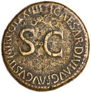 Sestertius - Augustus TI CAESAR DIVI AVG F AVGVST P M TR POT XXIIII, Rome, 22-23 reverse image