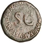 Sestertius TI CAESAR DIVI AVG F AVGVST PM TR POT XXXIIX; Victoria, Rome, 36-37 reverse image