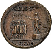 Sestertius - Caligula ADLOCVT COH, Rome, 37-38 reverse image