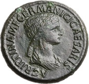 Sestertius - Agrippina the Elder TI CLAVDIVS CAESAR AVG GERM P M TR P IMP P P obverse image