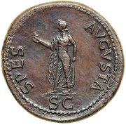 Sestertius - Claudius SPES AVGVSTA S C; Spes, Rome, 50-54 reverse image