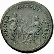 Sestertius - Nero ANNONA AVGVSTI CERES; Ceres and Annona, Rome, 62-68 reverse image