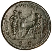 Sestertius - Nero ANNONA AVGVSTI CERES S C; Ceres and Annona, Rome, 62-68 reverse image