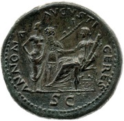 Sestertius - Nero ANNONA AVGVSTI CERES S C; Ceres and Annona, Rome, 62-68 reverse image