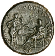 Sestertius - Nero ANNONA AVGVSTI CERES S C; Ceres and Annona, Rome, 62-68 reverse image