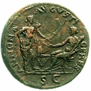 Sestertius - Nero ANNONA AVGVSTI CERES S C; Ceres and Annona, Rome, 62-68 reverse image