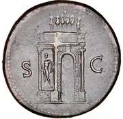Sestertius - Nero S C; Mars, Pax, and Victory, Rome, 62-68 reverse image