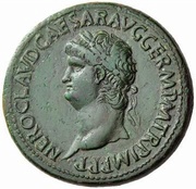 Sestertius - Nero S C; Mars, Pax, and Victory obverse image