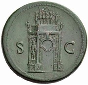 Sestertius - Nero S C; Mars, Pax, and Victory, Rome, 62-68 reverse image
