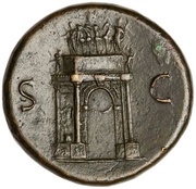 Sestertius - Nero S C; Mars, Pax, and Victory, Rome, 62-68 reverse image