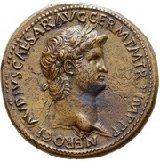 Sestertius - Nero S C; Mars, Pax, and Victory obverse image