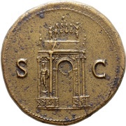 Sestertius - Nero S C; Mars, Pax, and Victory, Rome, 62-68 reverse image