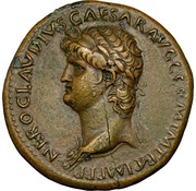 Sestertius - Nero S C; Mars, Pax, and Victory obverse image