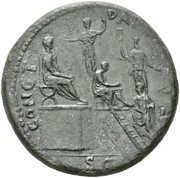 Sestertius - Nero CONG I DAT POP S C; Minerva and Liberalitas, Rome, 62-68 reverse image