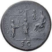 Sestertius - Nero CONG II DAT POP S C; Minerva, Rome, 62-68 reverse image
