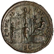 Sestertius - Nero CONG II DAT POP S C; Minerva, Rome, 62-68 reverse image