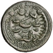 Sestertius - Nero AVGVSTI S POR OST C; Tiber and Neptune, Rome, 62-68 reverse image