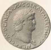 Sestertius - Nero AVGVSTI S PORT OST C; Tiber and Neptune obverse image