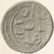 Sestertius - Nero AVGVSTI S PORT OST C; Tiber and Neptune, Rome, 62-68 reverse image