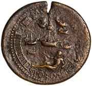 Sestertius - Nero AVGVSTI S POR OST C; Tiber and Neptune, Rome, 62-68 reverse image
