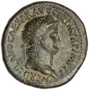Sestertius - Nero PACE P R TERRA MARIQ PARTA IANVM CLVSIT S C obverse image