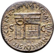 Sestertius - Nero PACE P R TERRA MARIQ PARTA IANVM CLVSIT S C, Rome, 62-68 reverse image