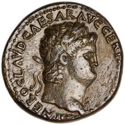 Sestertius - Nero ROMA S C; Roma and Victory obverse image