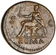 Sestertius - Nero ROMA S C; Roma and Victory, Rome, 62-68 reverse image