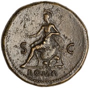 Sestertius - Nero ROMA S C; Roma and Victory, Rome, 62-68 reverse image