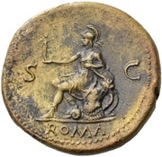 Sestertius - Nero ROMA S C; Roma and Victory, Rome, 62-68 reverse image
