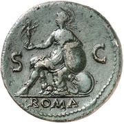 Sestertius - Nero ROMA S C; Roma and Victory, Rome, 62-68 reverse image