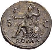 Sestertius - Nero ROMA S C; Roma and Victory, Rome, 62-68 reverse image