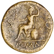 Sestertius - Nero ROMA S C; Roma and Victory, Rome, 62-68 reverse image