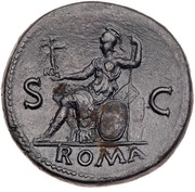 Sestertius - Nero ROMA S C; Roma and Victory, Rome, 62-68 reverse image